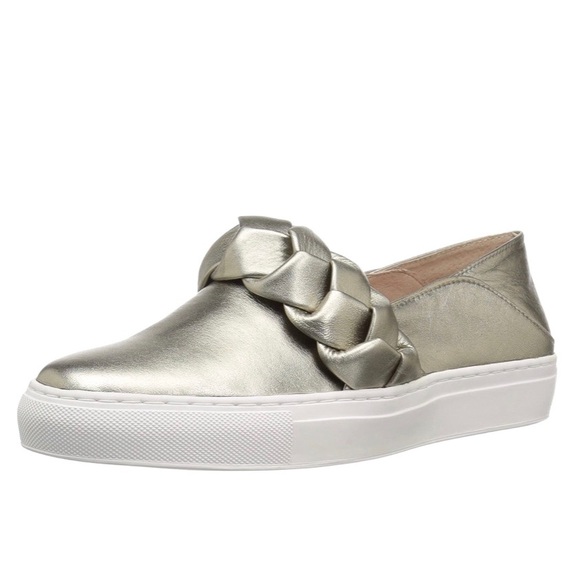 Rachel Zoe Burke Gold Metallic Braided Sneaker - Picture 2 of 11